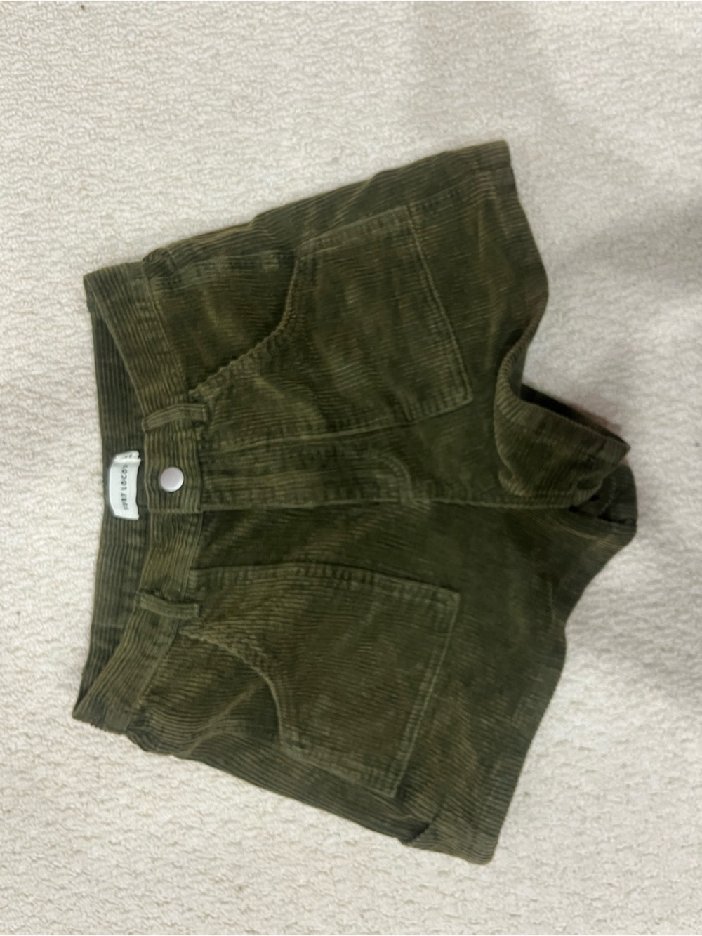Surf Locos High-Rise Olive Corduroy Shorts with Front Pockets
